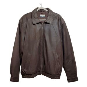 Savile Row S|R Mens Genuine Brown Leather Bomber Jacket Size XL